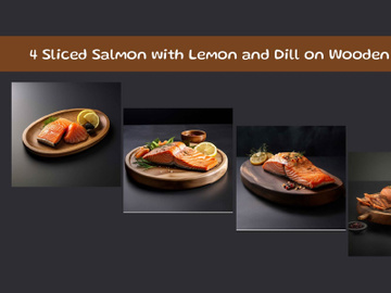 Sliced Salmon with Lemon and Dill on Wooden Board preview picture