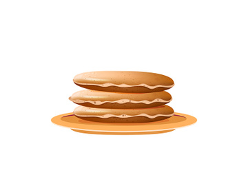 Pancakes stack on beige plate realistic vector illustration preview picture