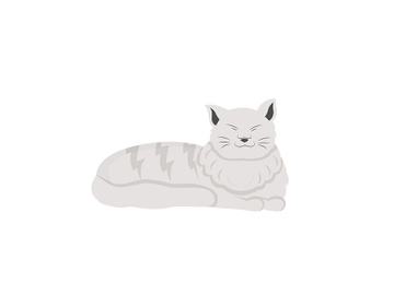 White cat flat color vector character preview picture