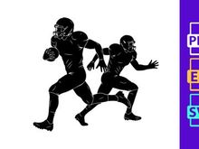 Two american football players in action on the field