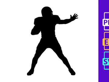 American football player in motion silhouette preview picture