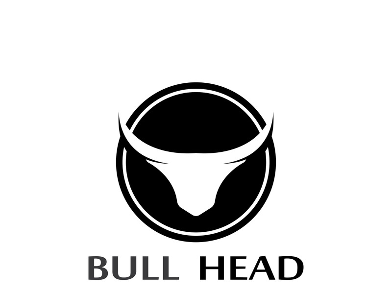 Retro vintage bull head horns logo design.