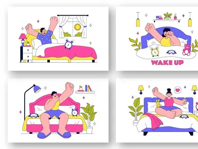 10 Wake Up Vector Illustration