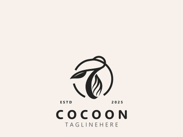 Cocoon logo Butterfly silkworm symbol. Illustration caterpillar animal template design preview picture