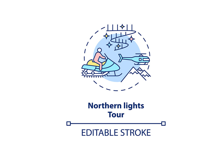 Northern lights tour concept icon