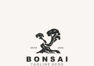 Bonsai Tree Logo Design template. vintage illustration of aesthetic bonsai plants culture