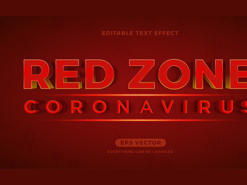 Red Zone Coronavirus editable text effect vector template