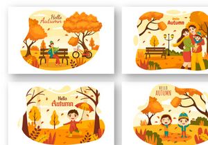 21 Panoramic Autumn Vector Illustration