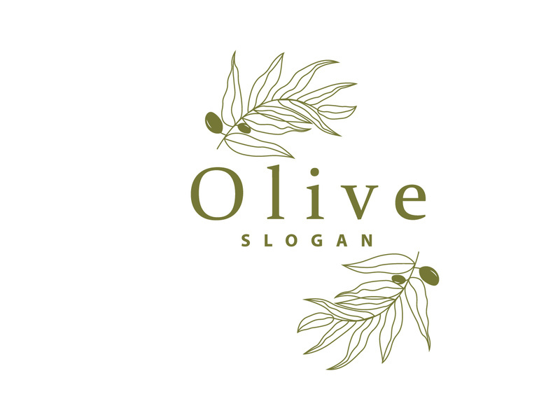 Olive Oil Logo, Olive Leaf Plant Herbal Garden Vector