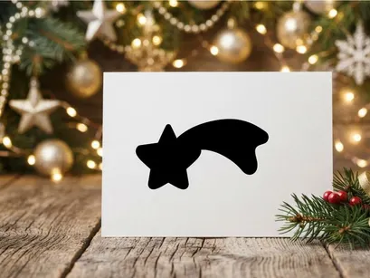 Schwarze Silhouette einer Sternschnuppe, isoliert auf weißem Hintergrund