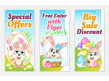 Easter flyers flat vector templates set preview picture
