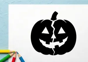 Halloween Pumpkin Jack-o'-Lantern with Carved Face for Fall Decor