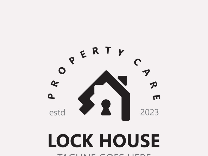 Lock House secure logo design, smart key home vector concept template