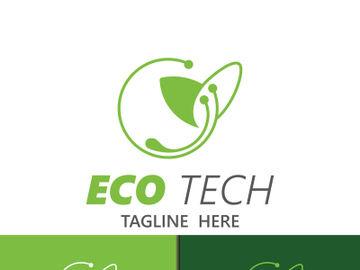 Eco technology business vector design modern. Nature technology logo with leaf and circuit tech minimalist vector illustration preview picture