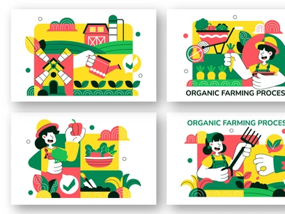 10 Organic Farming Process Illustration