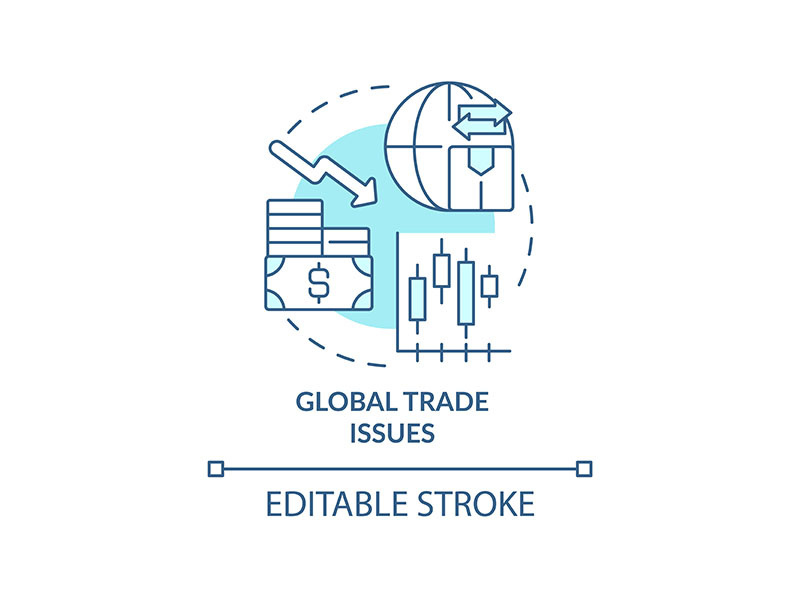 Global trade issues turquoise concept icon
