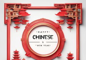 PSD 3d rendaring realistic chinese new year background bundles
