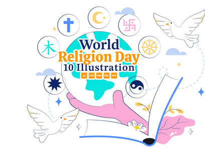 10 World Religion Day Illustration