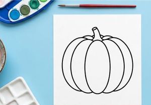 Ilustración de calabaza para cosecha otoñal y decoración estacional. Dibujo simple de calabaza para proyectos festivos.