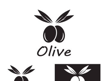 Branched olive fruit logo with creative idea. preview picture