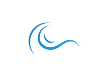 Blue water wave logo, vector icon illustration