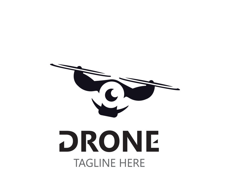 Drone aerial with camera vector template icon. logo photography drone vector. quadcopter flat style illustration