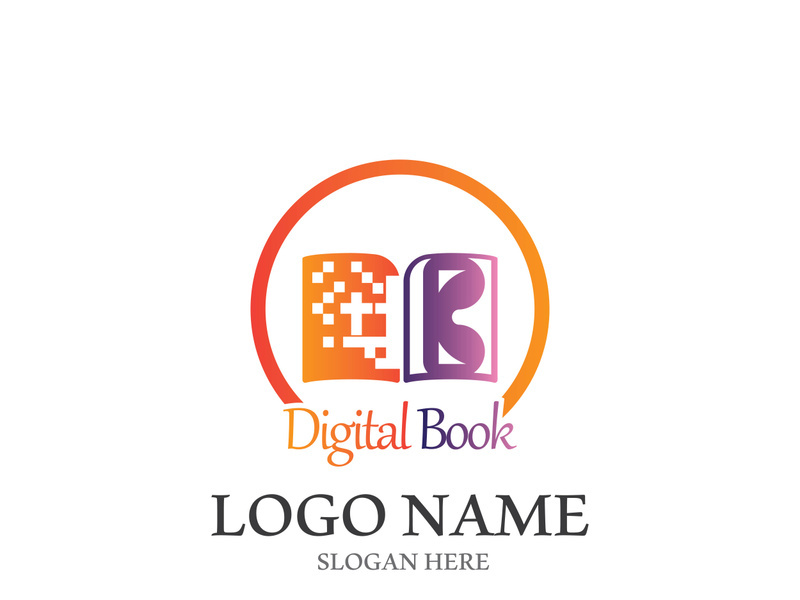 Digital book logo technology vector icon design