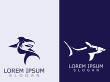 Shark Logo animal sea design icon vector silhouette template