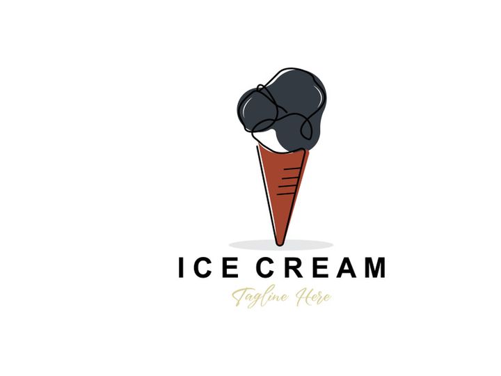 Ice Cream Logo Design, Fresh Sweet Soft Cold Food Illustration, Children's Favorite Vector, Product Brand