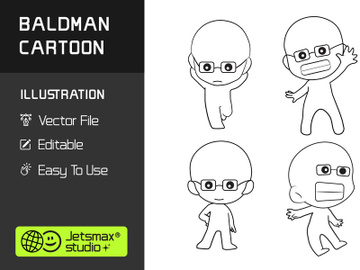 Baldman Cartoon Illustration Vector Bundle preview picture