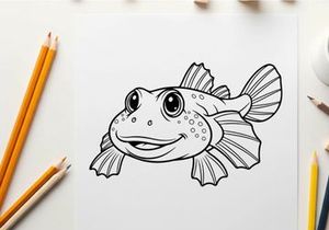 Cute cartoon fish smiling vector illustration flat design