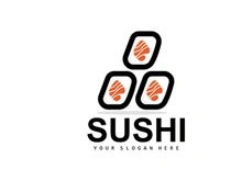 Sushi Logo, Japanese Food Sushi Seafood Vector