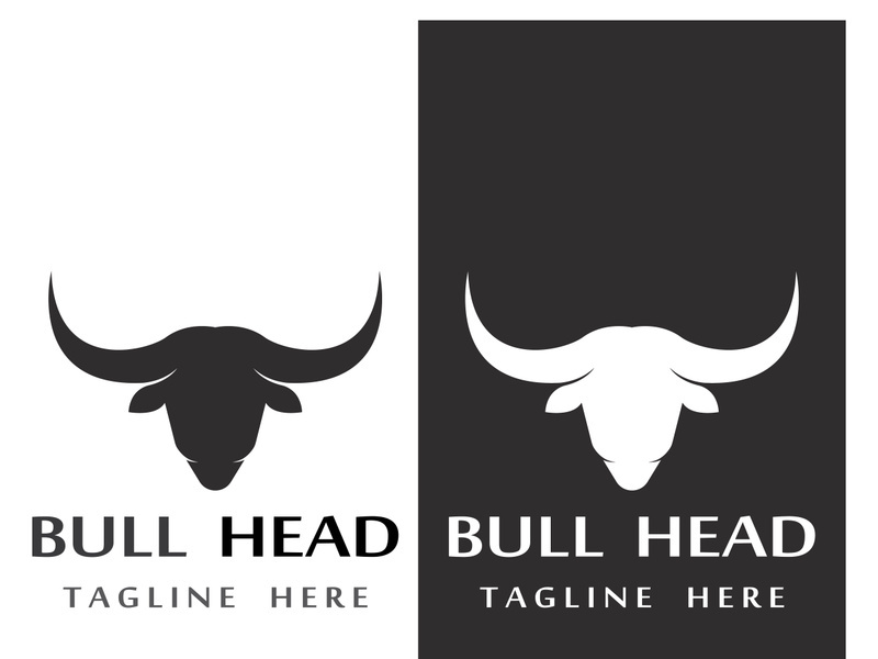 Retro vintage bull head horns logo design.