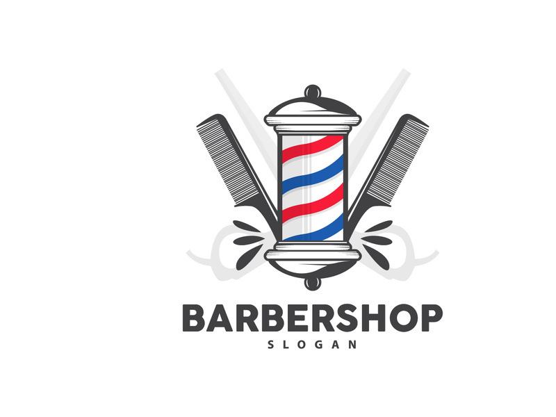 Barbershop Logo, Scissors Vector, Retro Vintage Minimalist