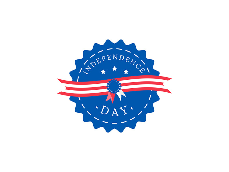 Independence Day flat color vector badge
