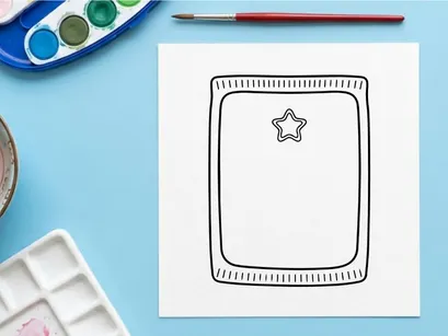 Etiqueta de presente de Natal desenhada à mão com ícone de estrela, rótulo festivo para presentes.