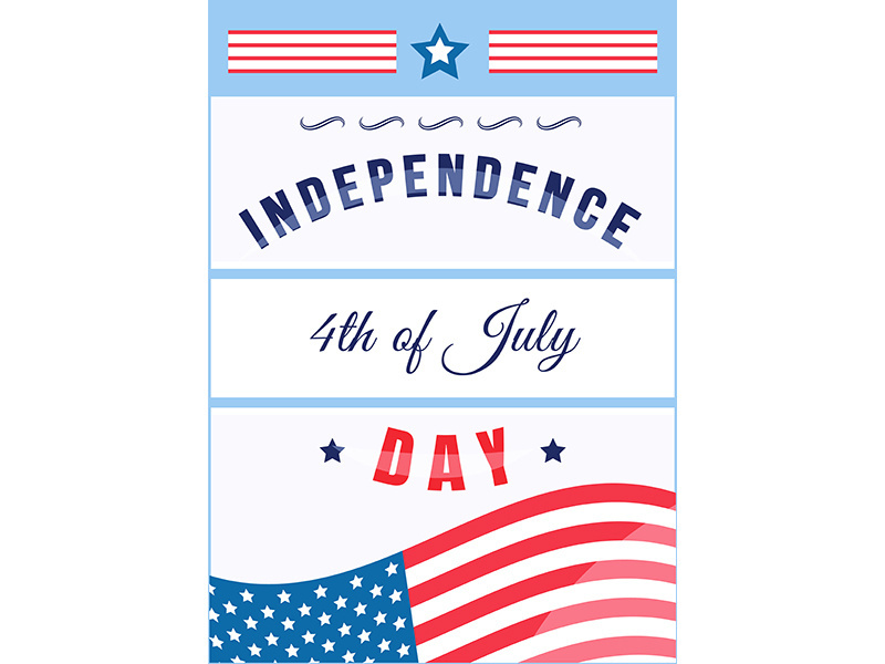 4th of July holiday poster flat vector template