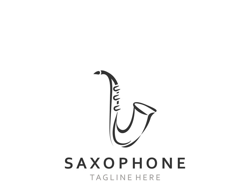 Saxophone music logo design simple modern and minimalist illustration