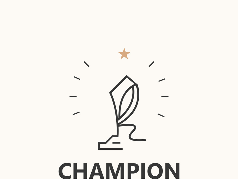 Modern trophy line art logo winner and championship cup design, minimalist simple element
