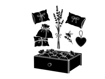 Silhouette of wedding favors and gifts in a box preview picture