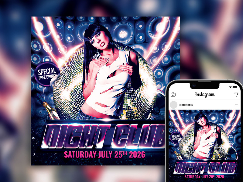 Free Dazzling Spectacular Nightclub DJ Party Instagram Post Template