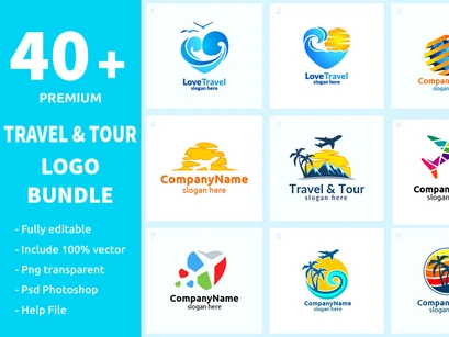 40+ Travel and Tour Logo Bundle