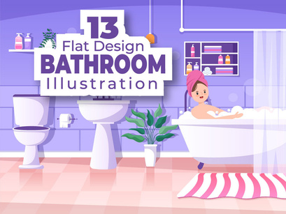 13 Modern Bathroom Furniture Interior Illustration