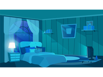 Bedroom interior in moonlight rays preview picture