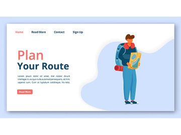 Plan your route landing page vector template preview picture