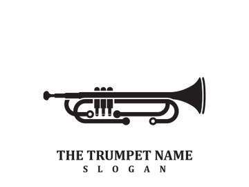 Musical instrument simple icon trumpet for jazz music logo design preview picture