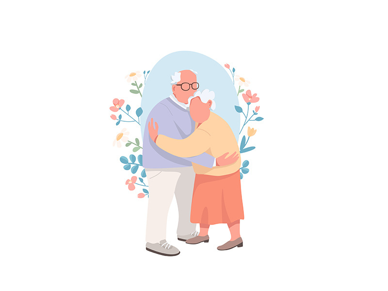 Senior couple flat concept vector illustration