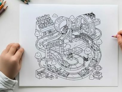 Business success journey start line vector illustration flat design