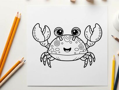 Cute crab smiling happy ocean sea life vector illustration
