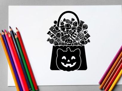 Halloween Trick-or-Treat Bag Filled with Candy and Sweets